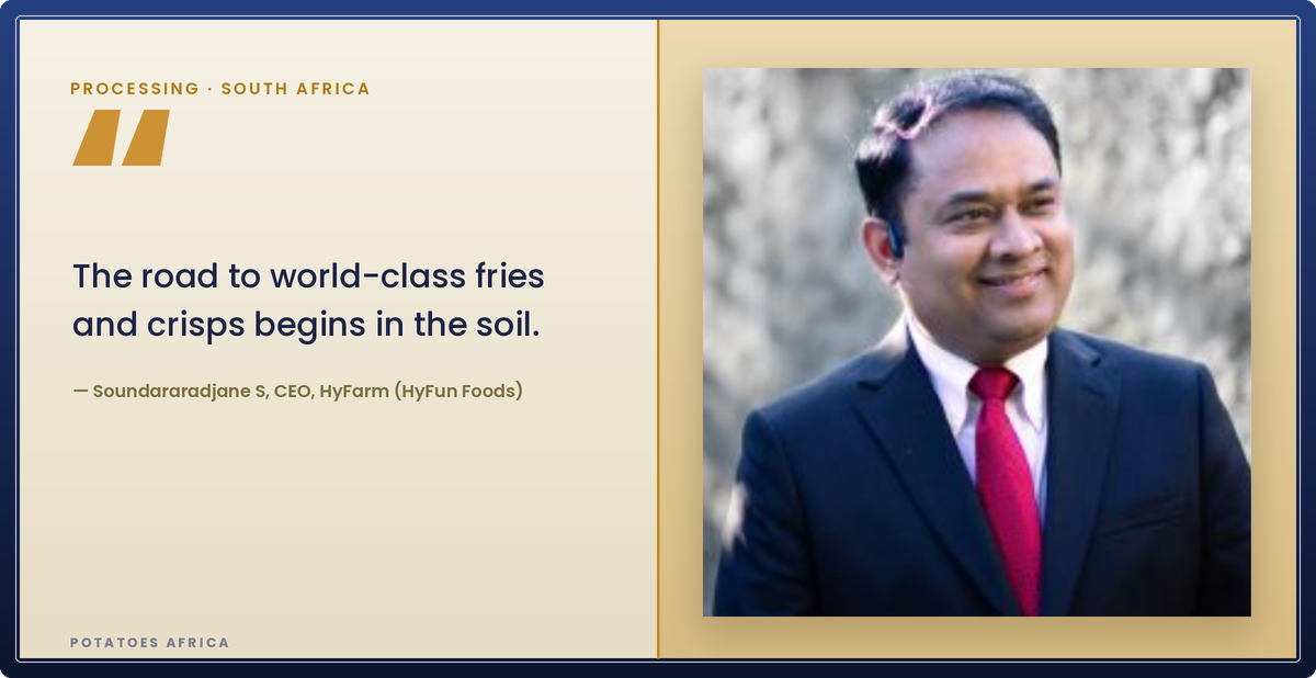 Soundararadjane S, CEO of HyFarm (HyFun Foods) and a World Potato Congress 2026 speaker from India.